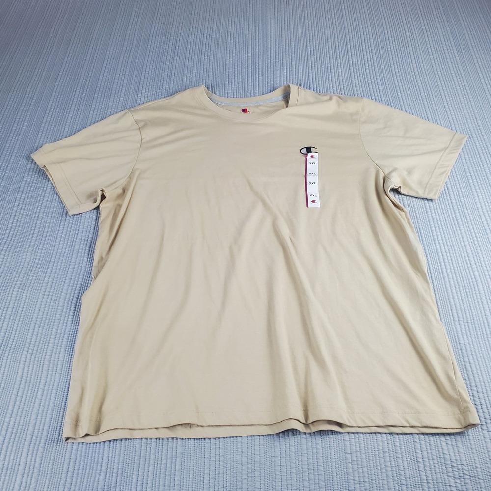 Champion Mens XXL Tan Beige Short Sleeve Crewneck T-Shirt NWT - Picture 1 of 8